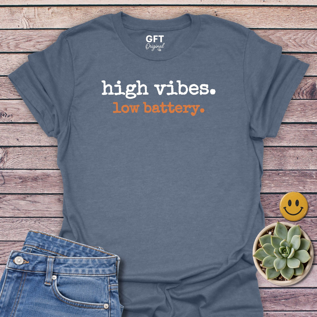 Low Battery T-Shirt in Heather Indigo