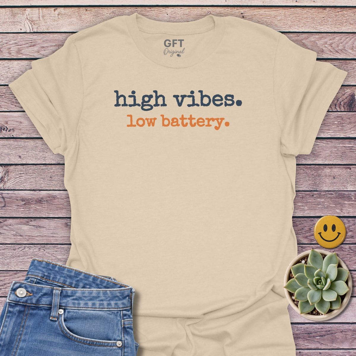 Low Battery T-Shirt in Sand