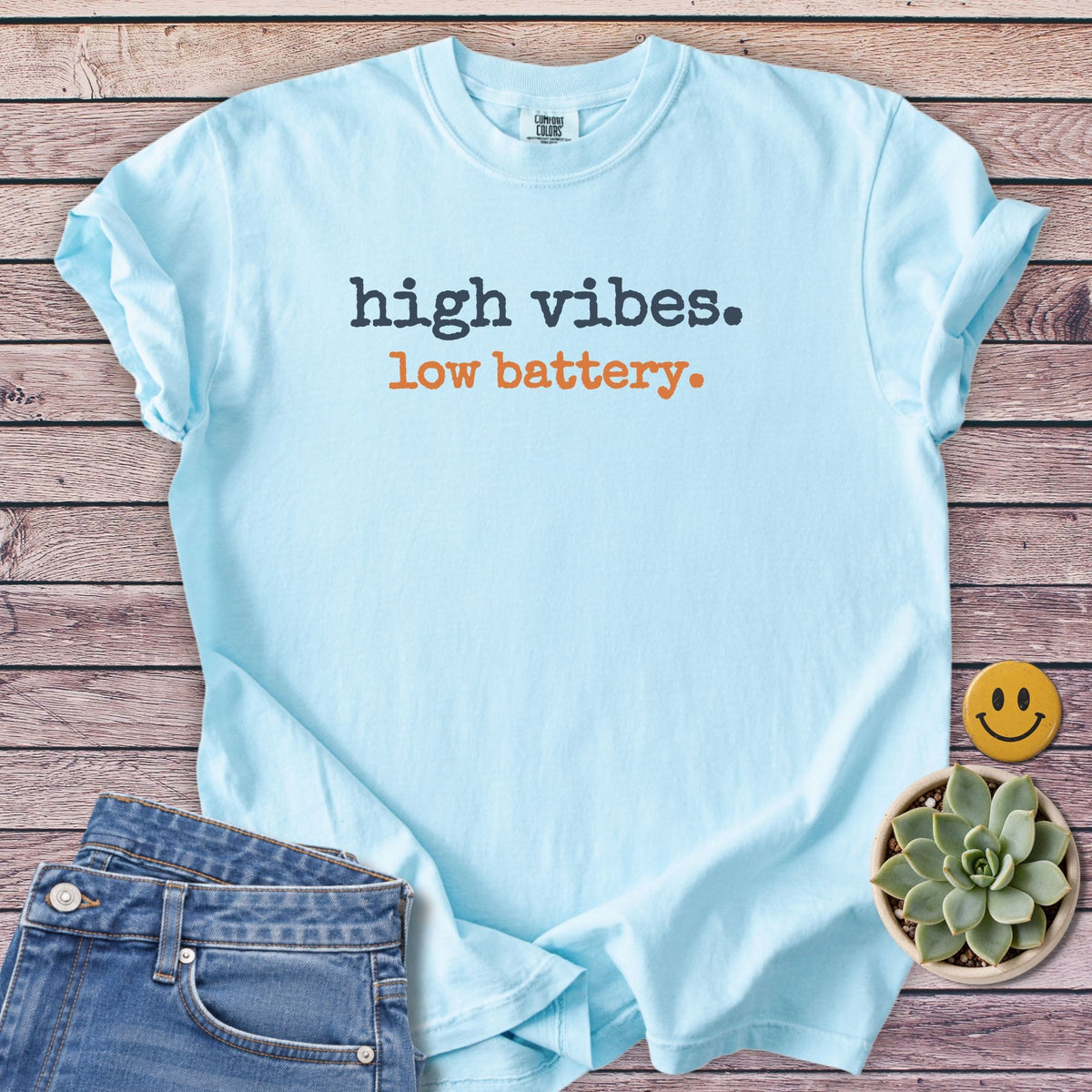 Low Battery T-Shirt in Chambray