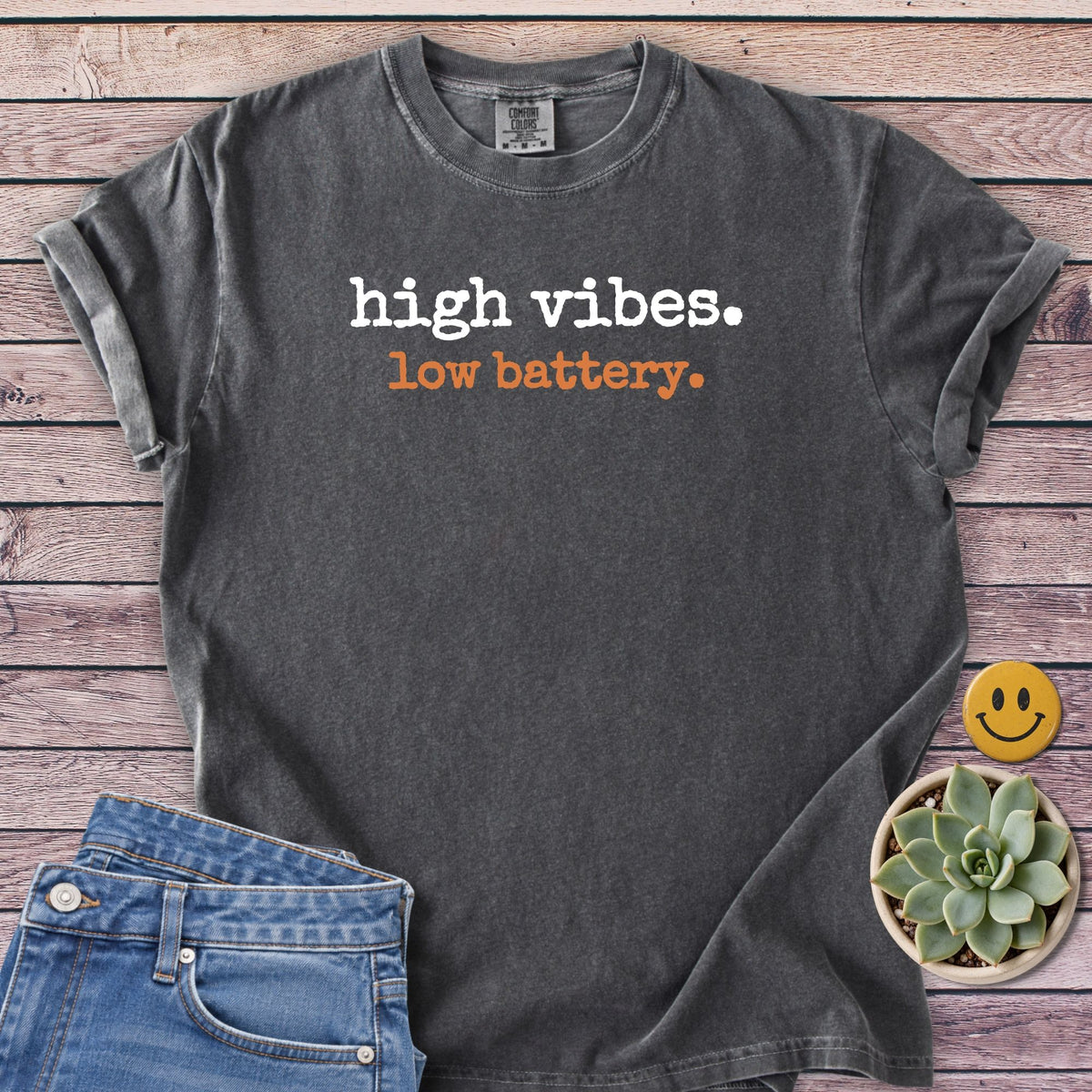 Low Battery T-Shirt in Pepper