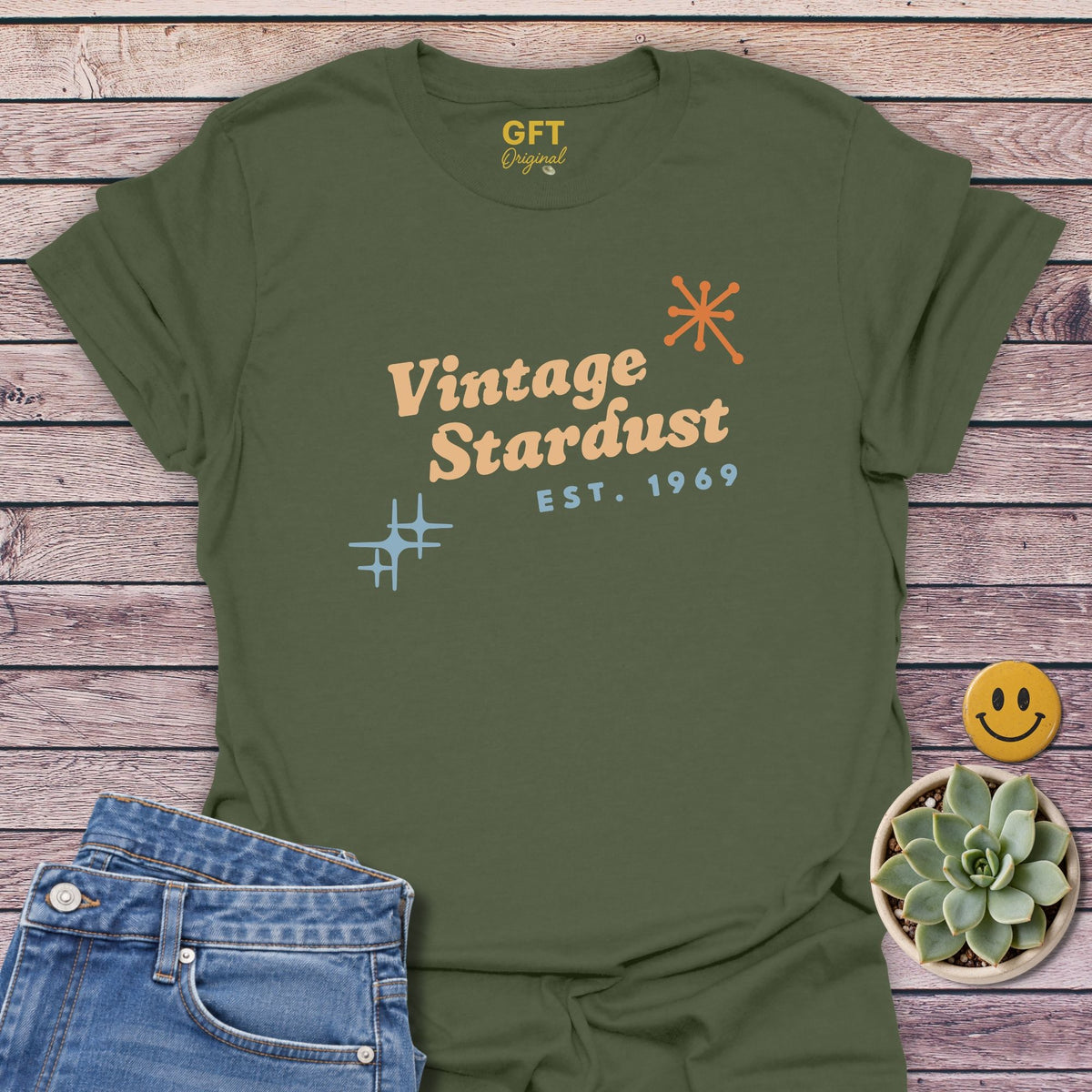 Vintage Stardust T-Shirt in Military Green