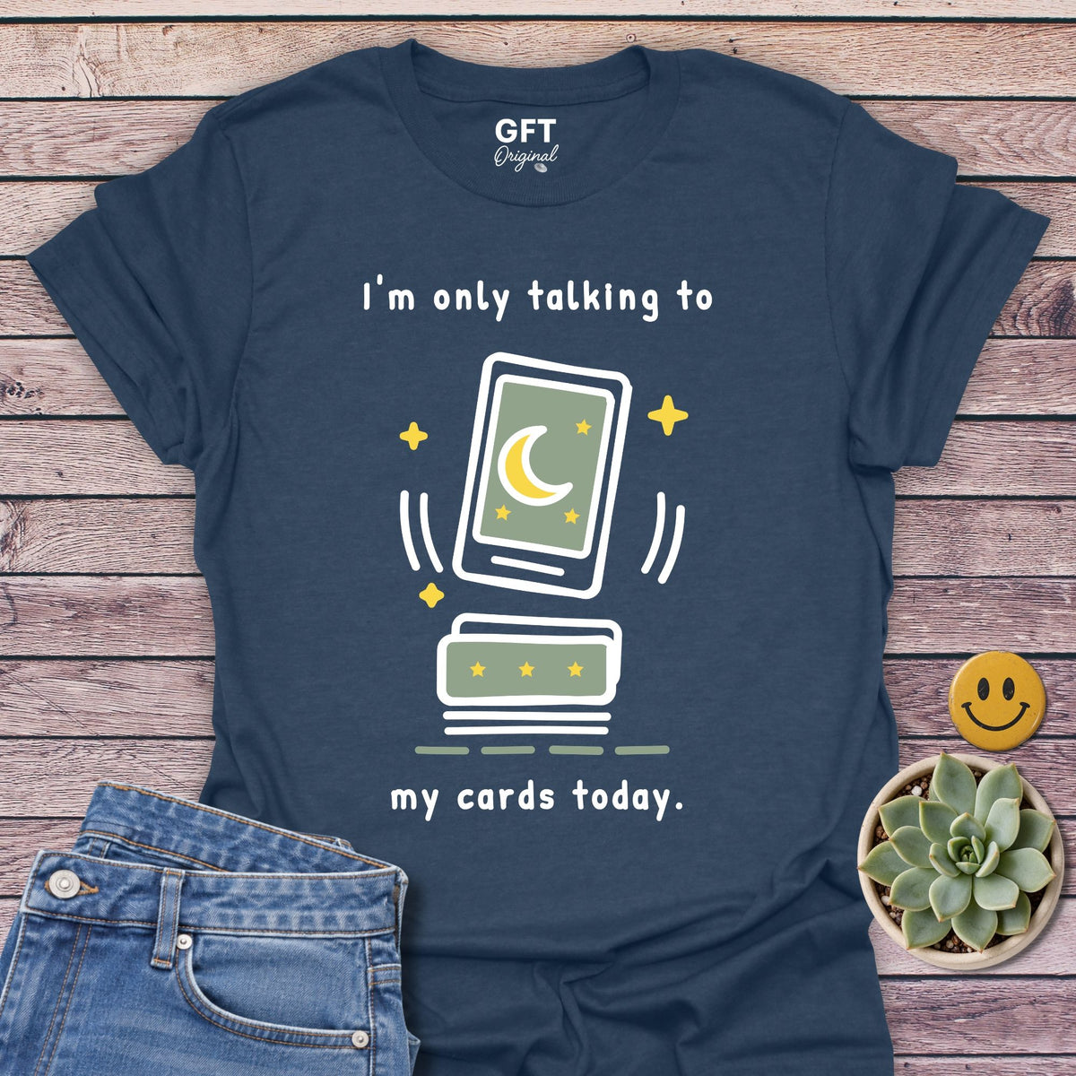 Only Cards Today T-Shirt in Heather Navy