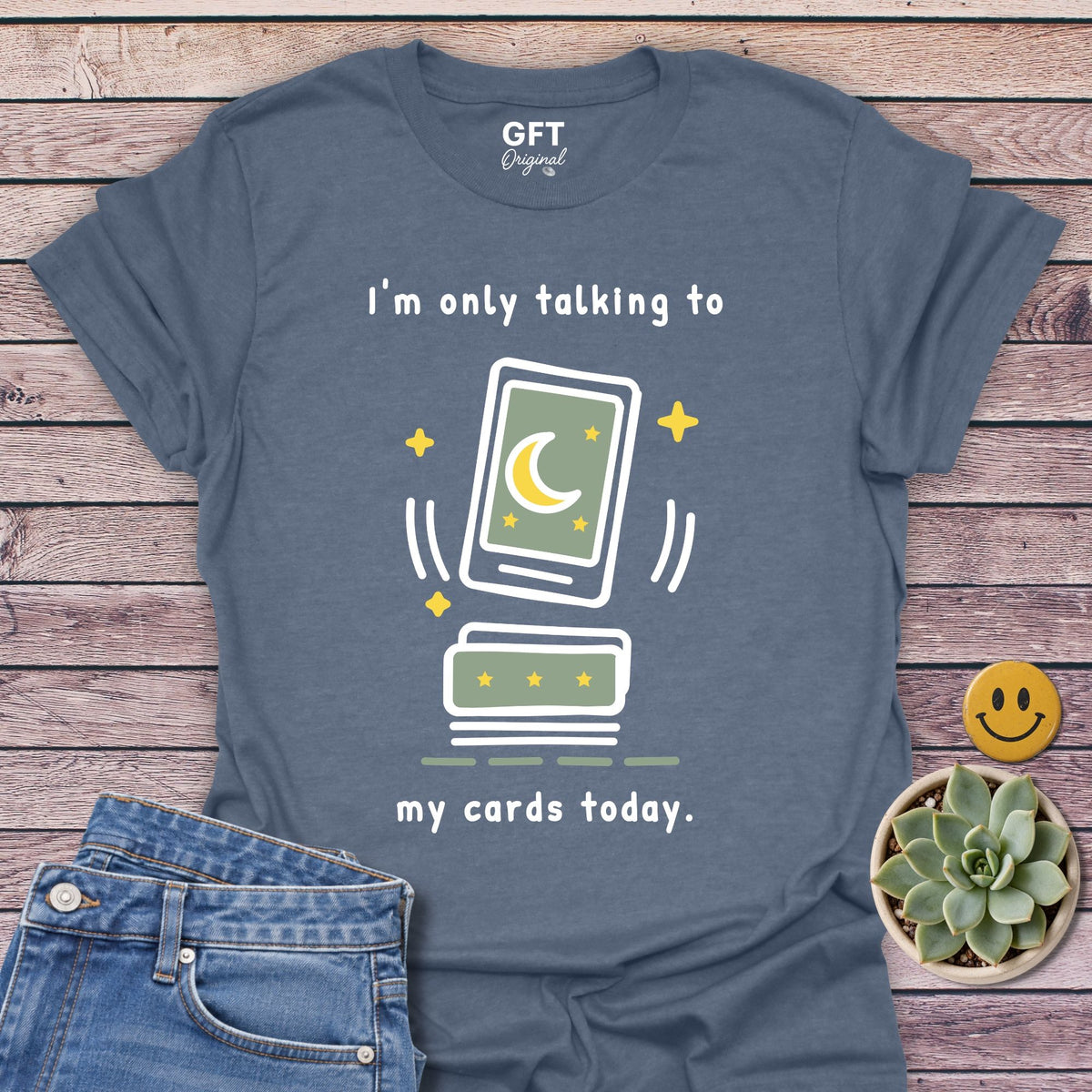 Only Cards Today T-Shirt in Heather Indigo