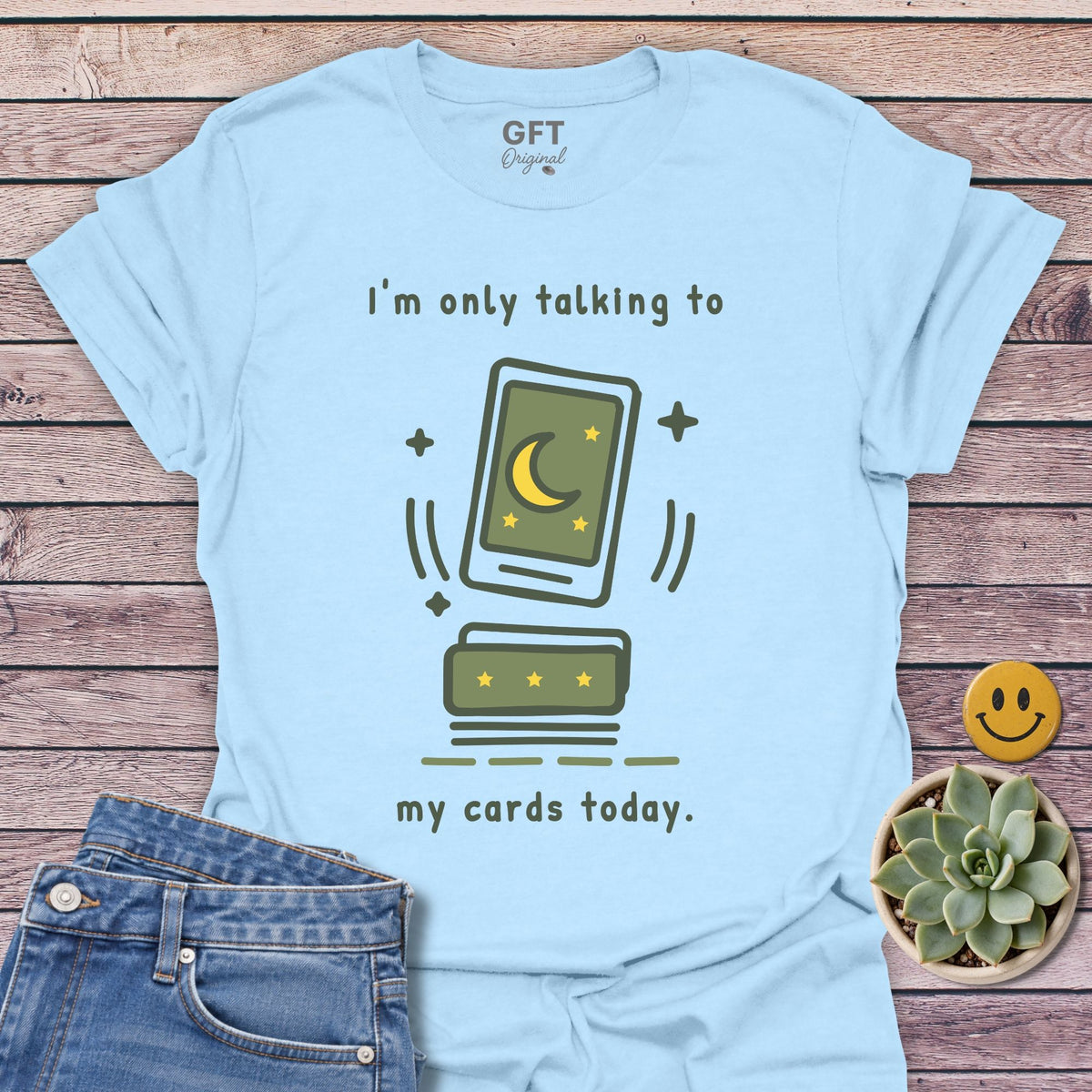 Only Cards Today T-Shirt in Light Blue