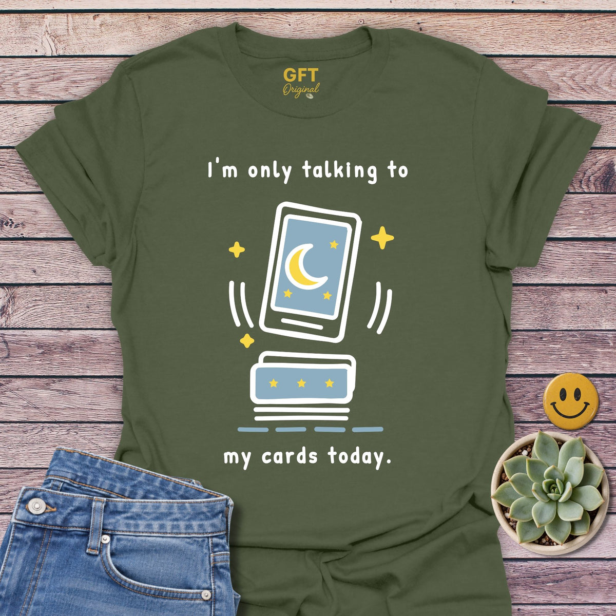 Only Cards Today T-Shirt in Military Green