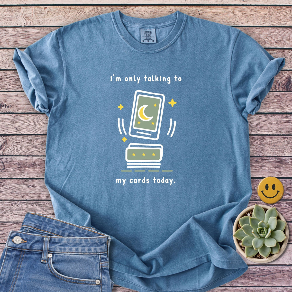 Only Cards Today T-Shirt in Blue Jean