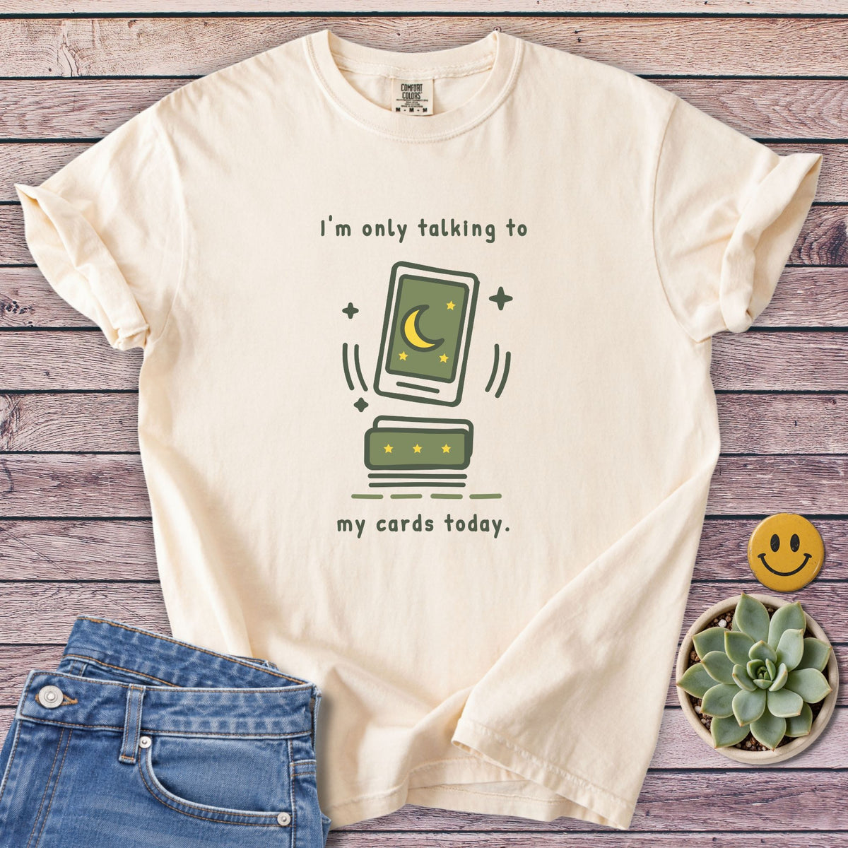 Only Cards Today T-Shirt in Ivory