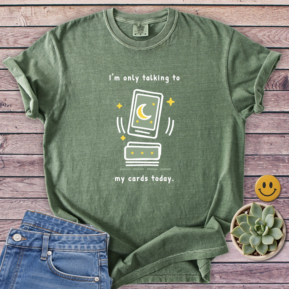Only Cards Today T-Shirt in Moss
