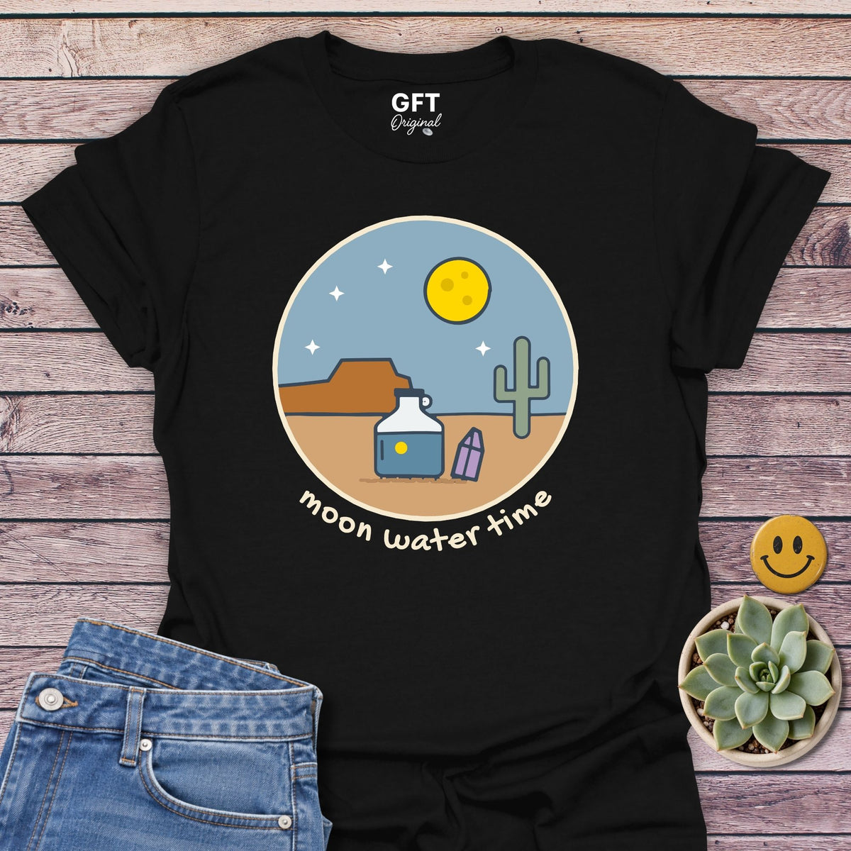 Moon Water Time T-Shirt in Black