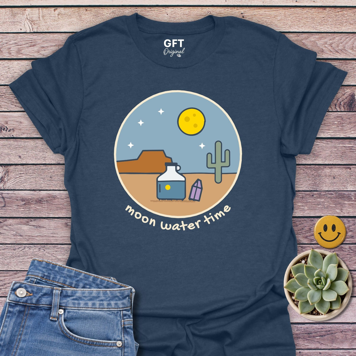 Moon Water Time T-Shirt in Heather Navy