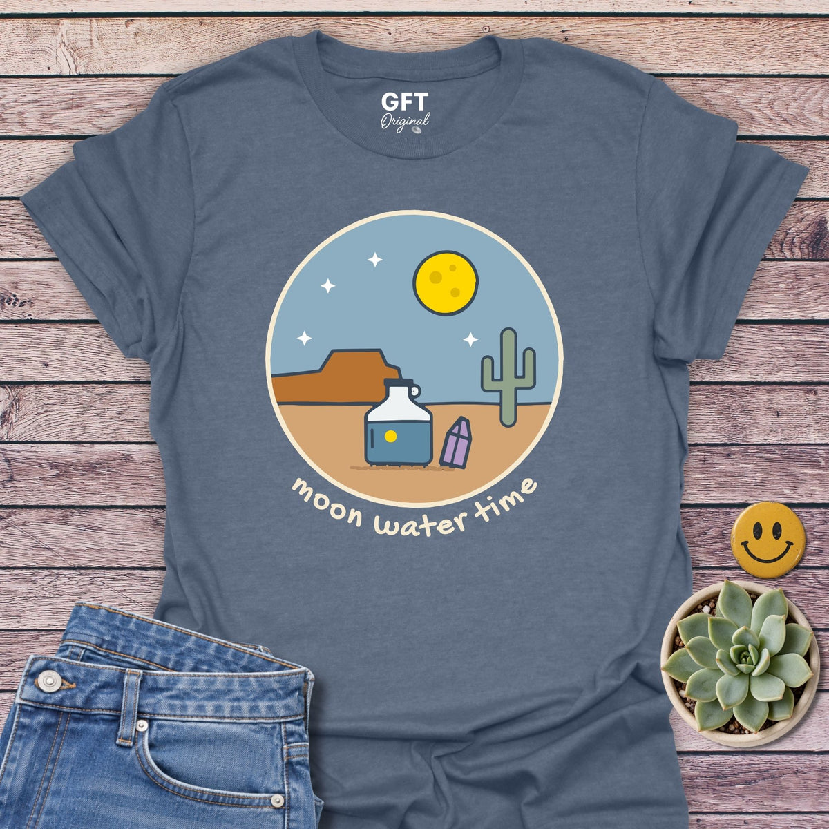 Moon Water Time T-Shirt in Heather Indigo