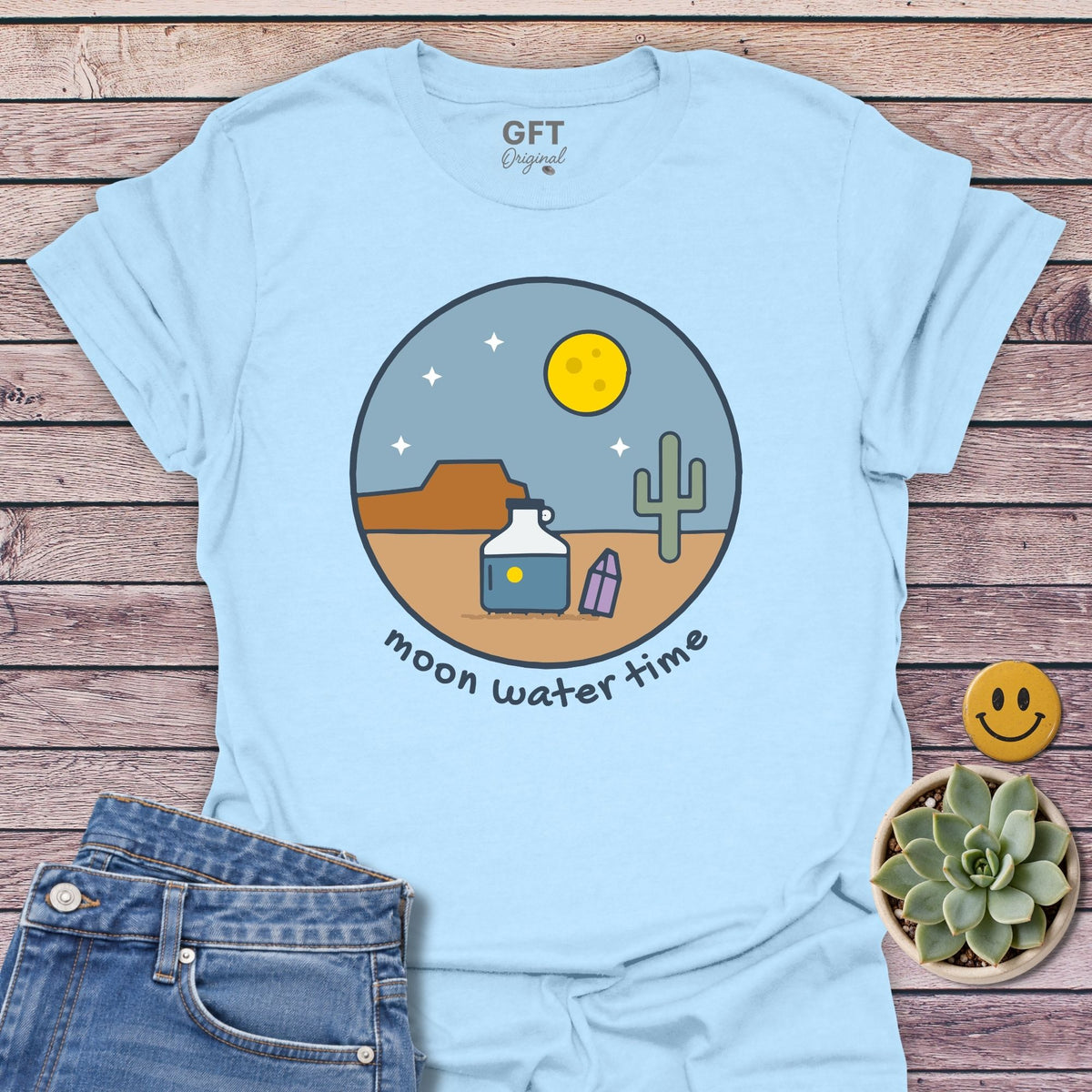 Moon Water Time T-Shirt in Light Blue
