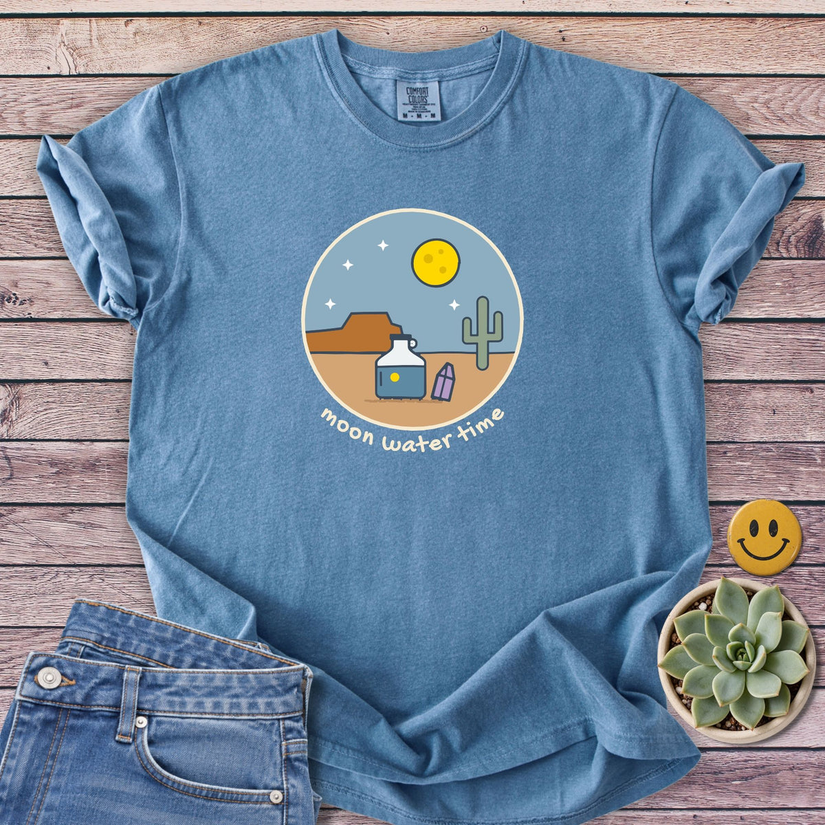 Moon Water Time T-Shirt in Blue Jean