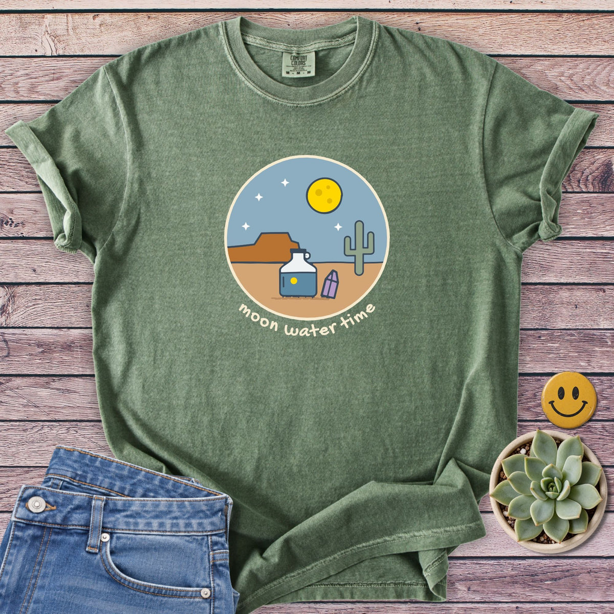 Moon Water Time T-Shirt in Moss