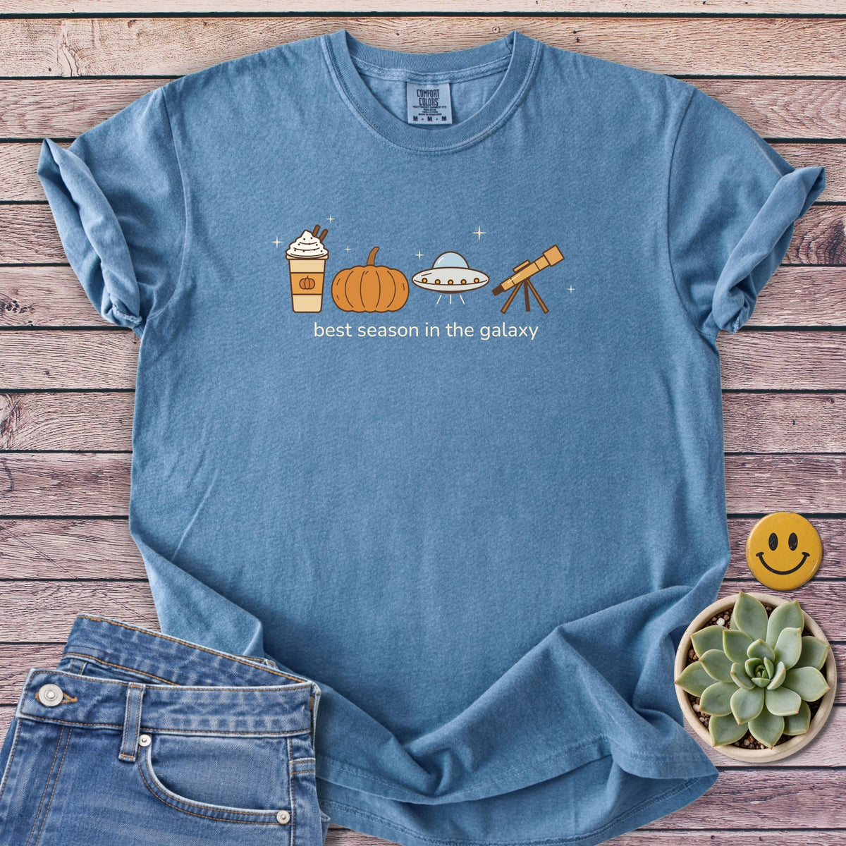 Cosmic Autumn T-Shirt in Blue Jean
