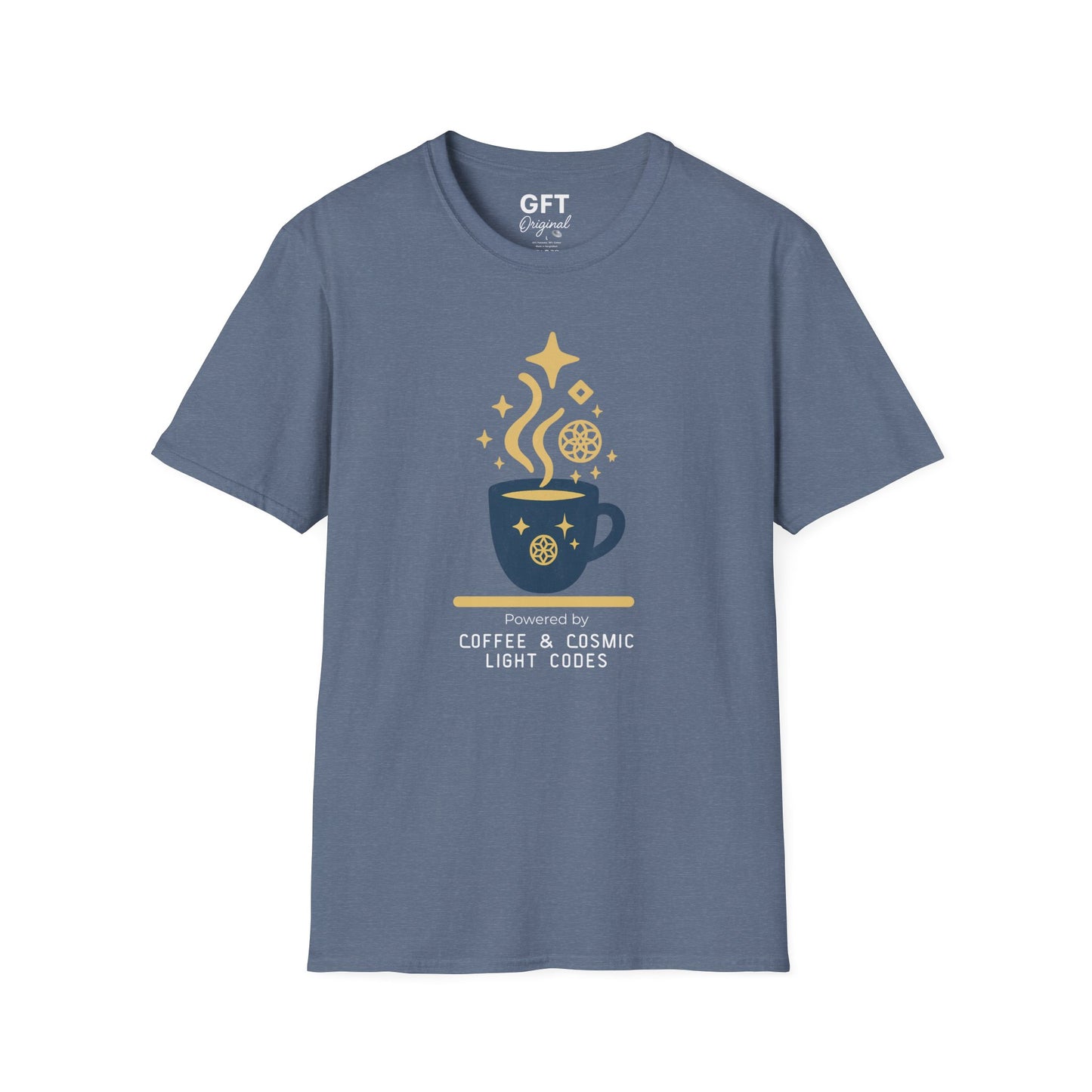Powered by Coffee & Cosmic Light Codes - T-Shirt