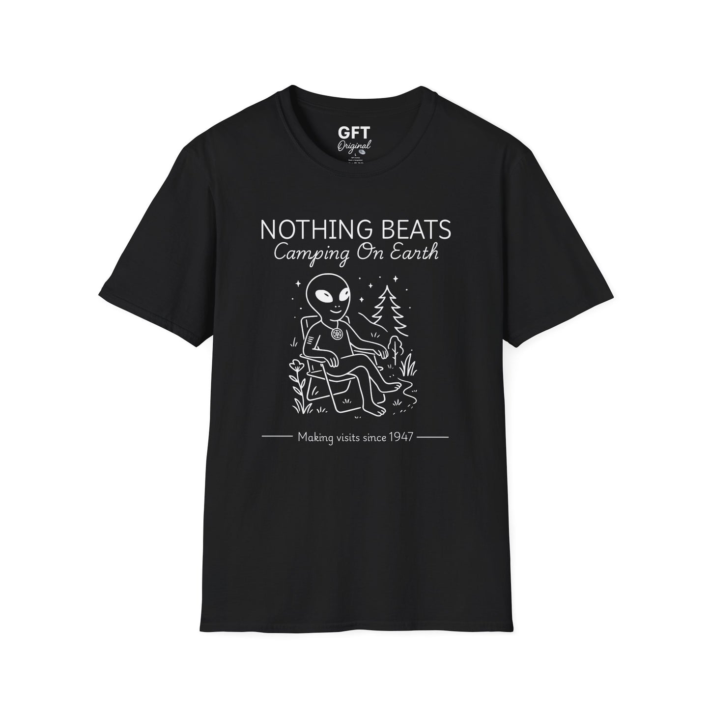Nothing Beats Camping on Earth Stencil  - T-Shirt