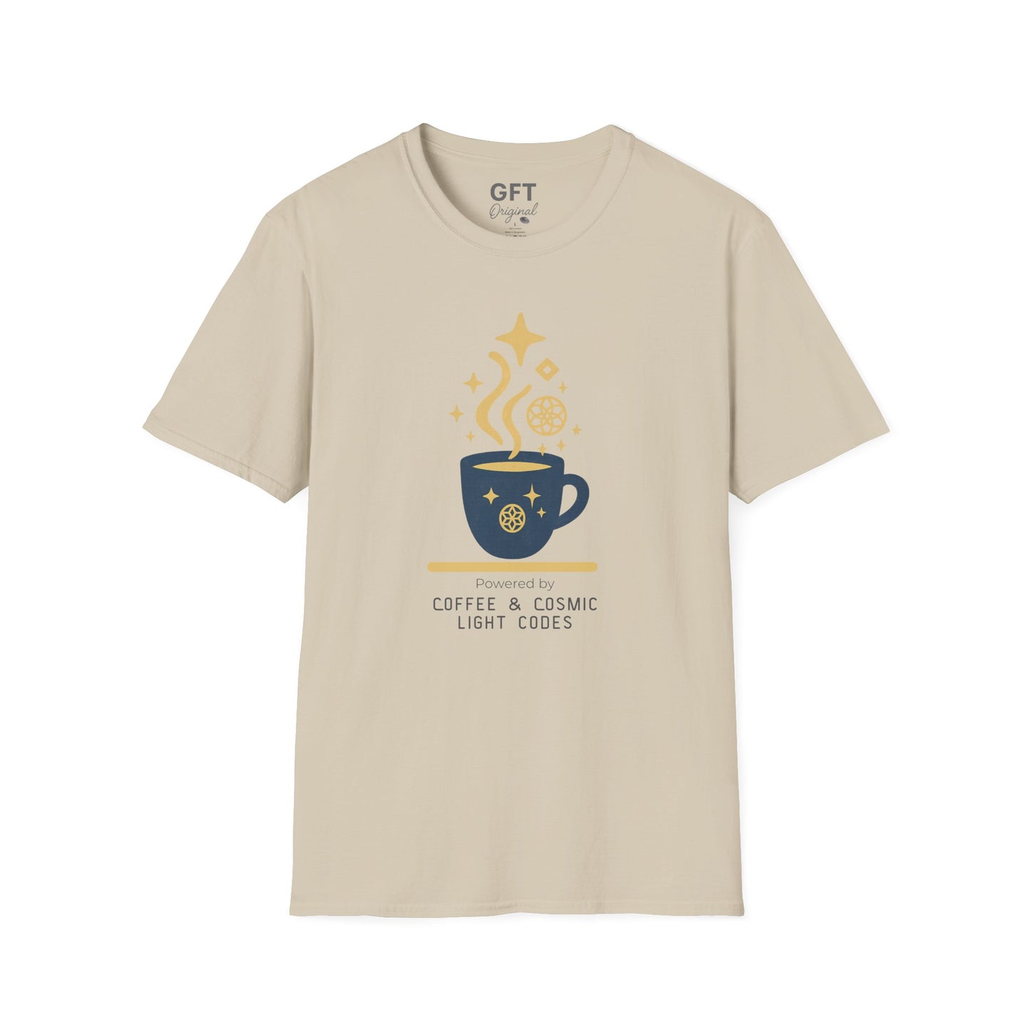 Powered by Coffee & Cosmic Light Codes - T-Shirt