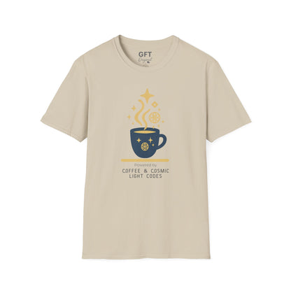Powered by Coffee & Cosmic Light Codes - T-Shirt