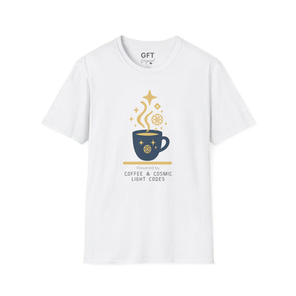 Powered by Coffee & Cosmic Light Codes - T-Shirt