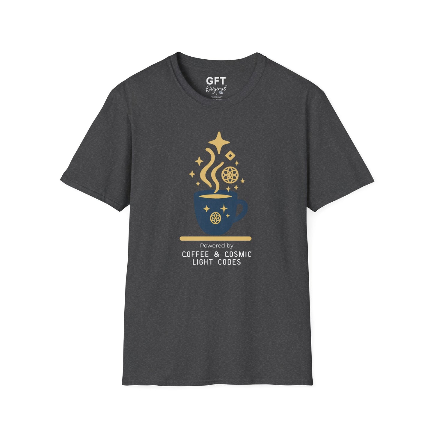 Powered by Coffee & Cosmic Light Codes - T-Shirt