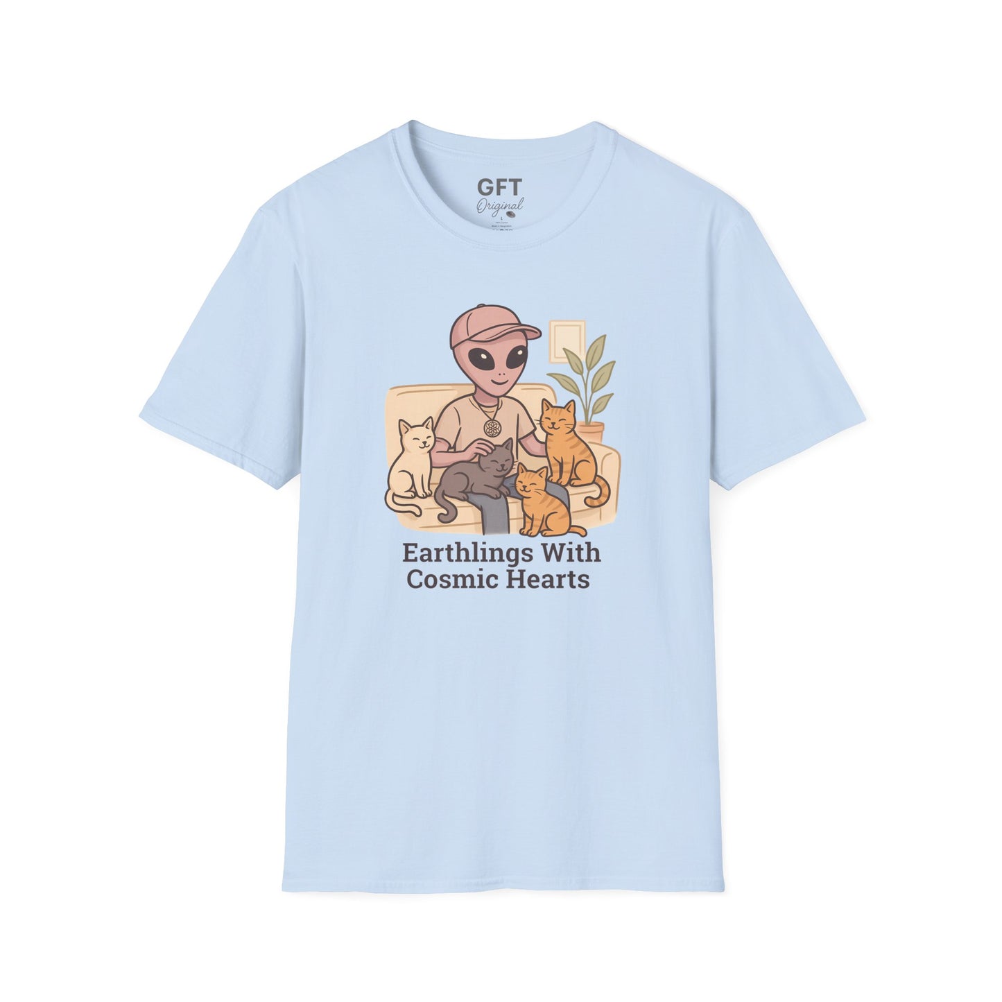 Earthlings with Cosmic Hearts 💜 Cats – T-Shirt