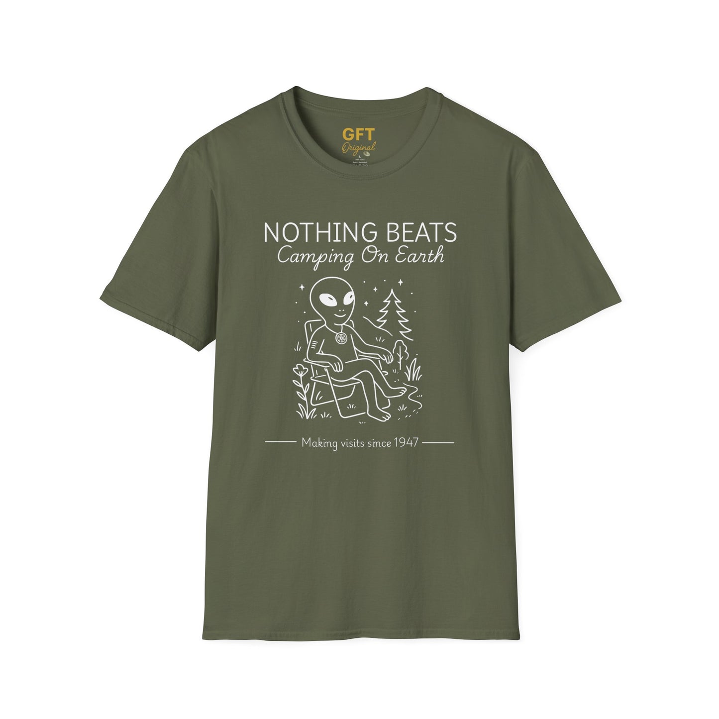 Nothing Beats Camping on Earth Stencil  - T-Shirt
