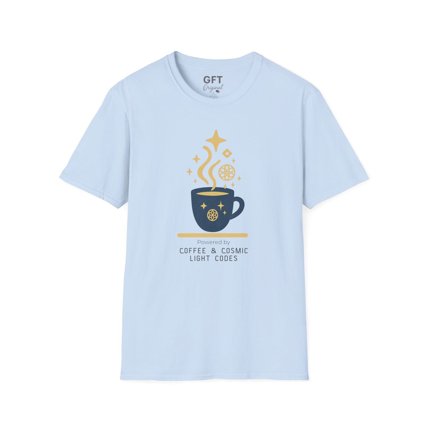 Powered by Coffee & Cosmic Light Codes - T-Shirt