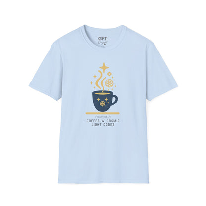 Powered by Coffee & Cosmic Light Codes - T-Shirt