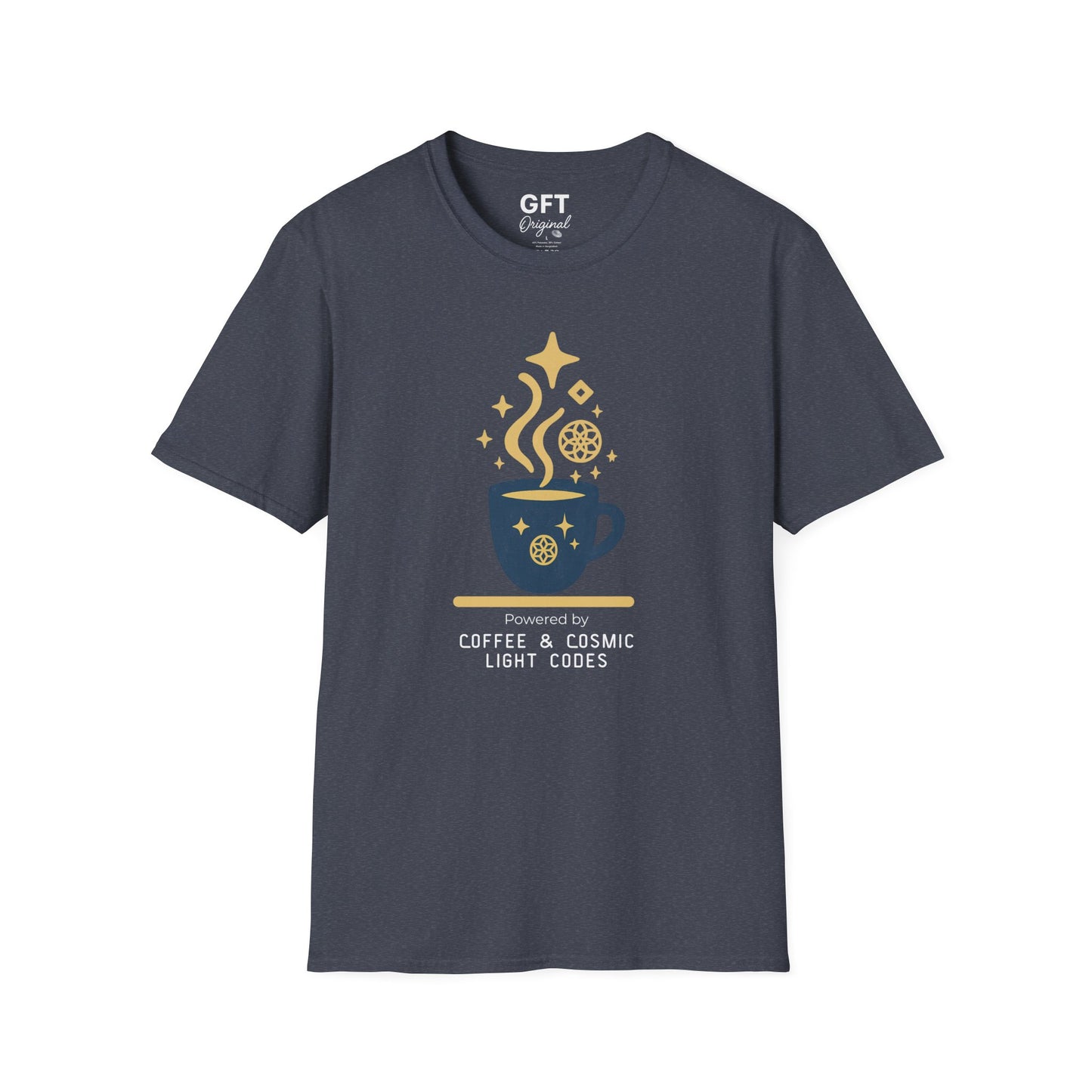 Powered by Coffee & Cosmic Light Codes - T-Shirt
