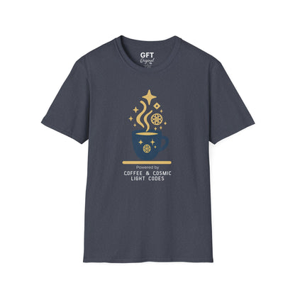 Powered by Coffee & Cosmic Light Codes - T-Shirt