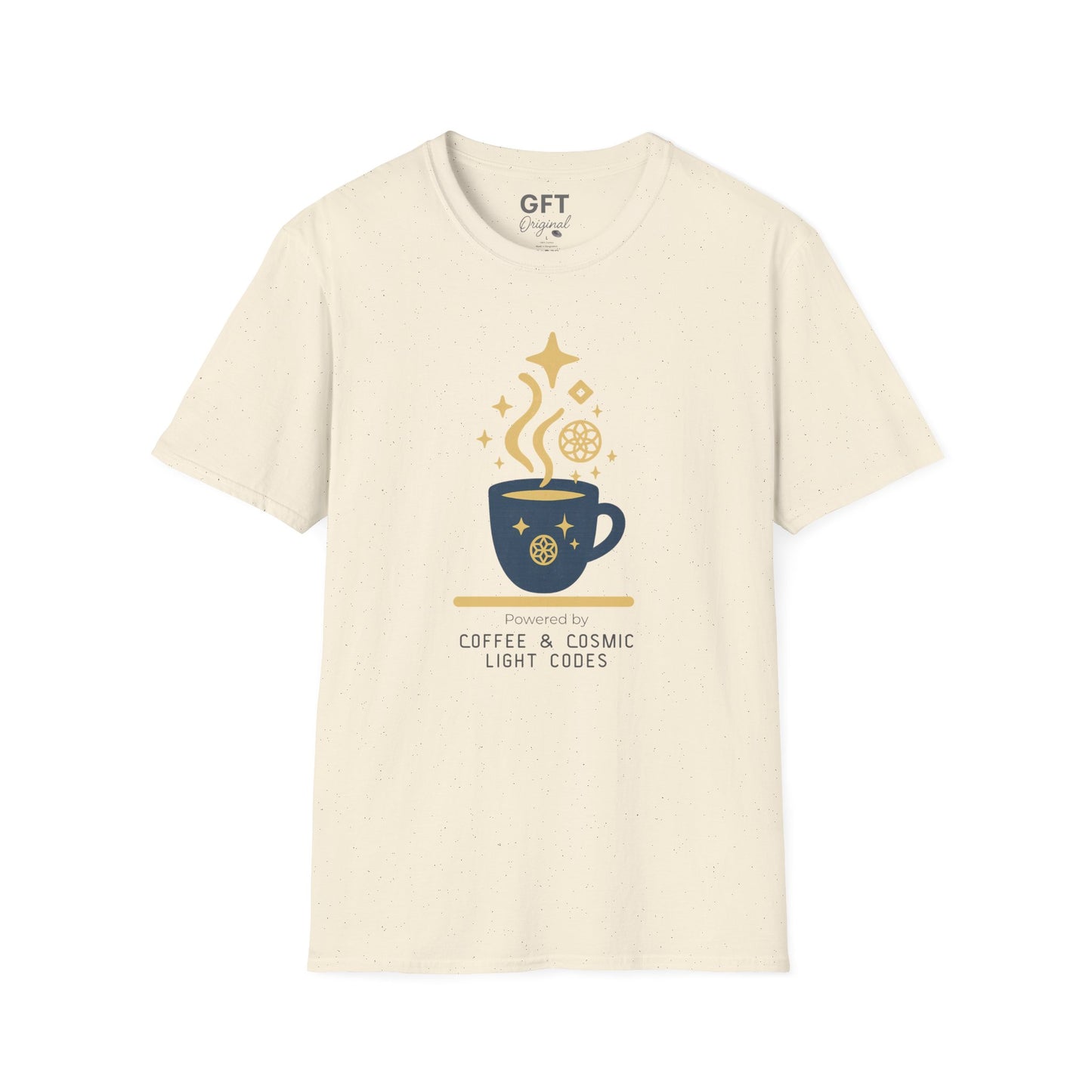 Powered by Coffee & Cosmic Light Codes - T-Shirt