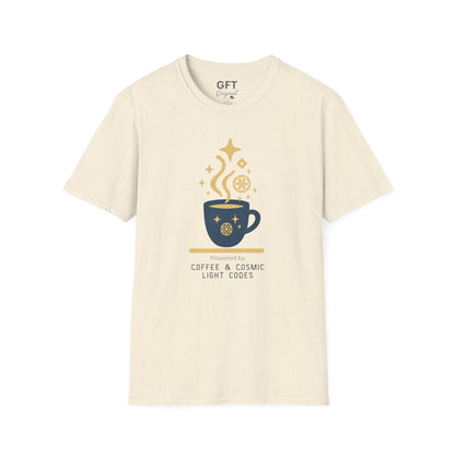 Powered by Coffee & Cosmic Light Codes - T-Shirt