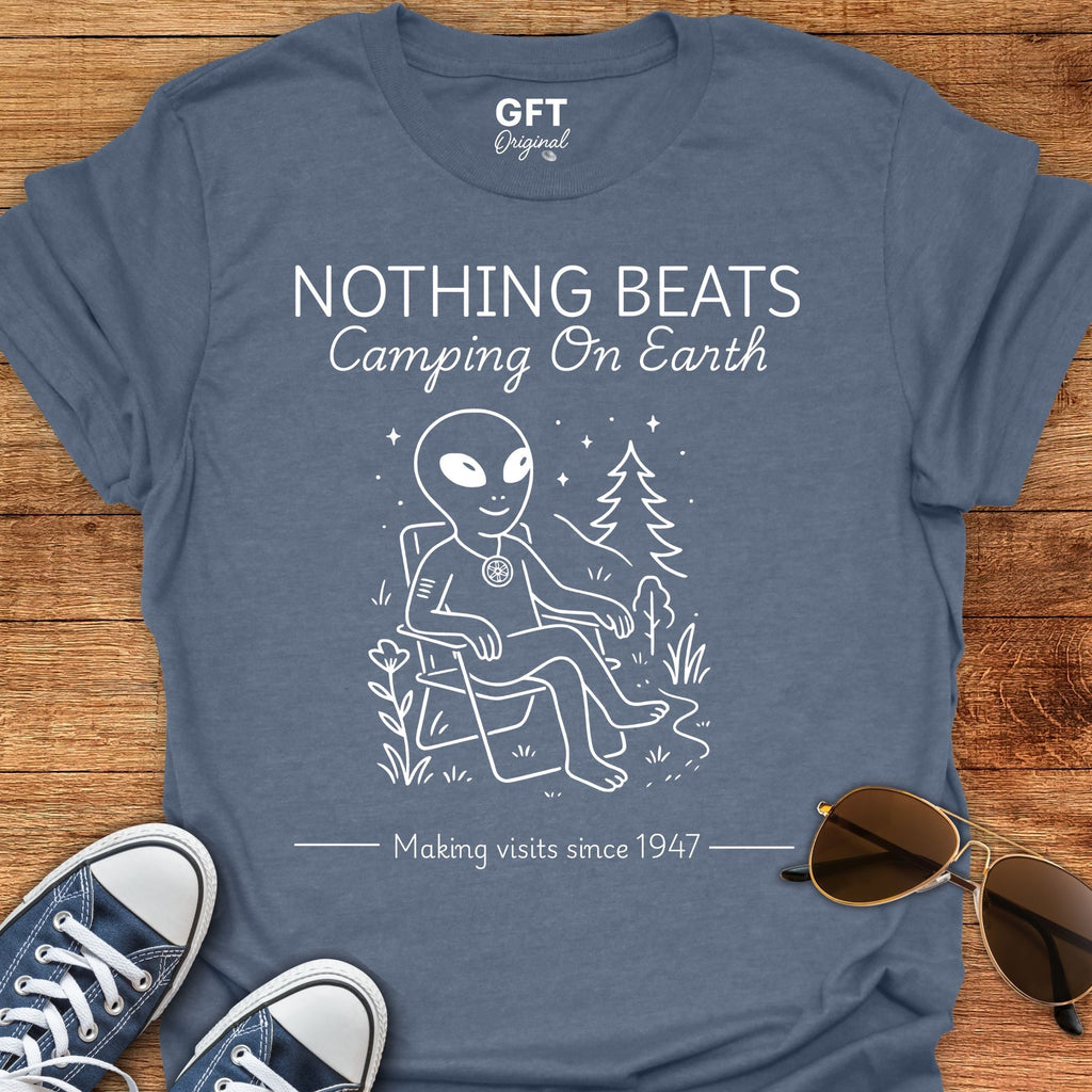 Camping on Earth Stencil  - T-Shirt