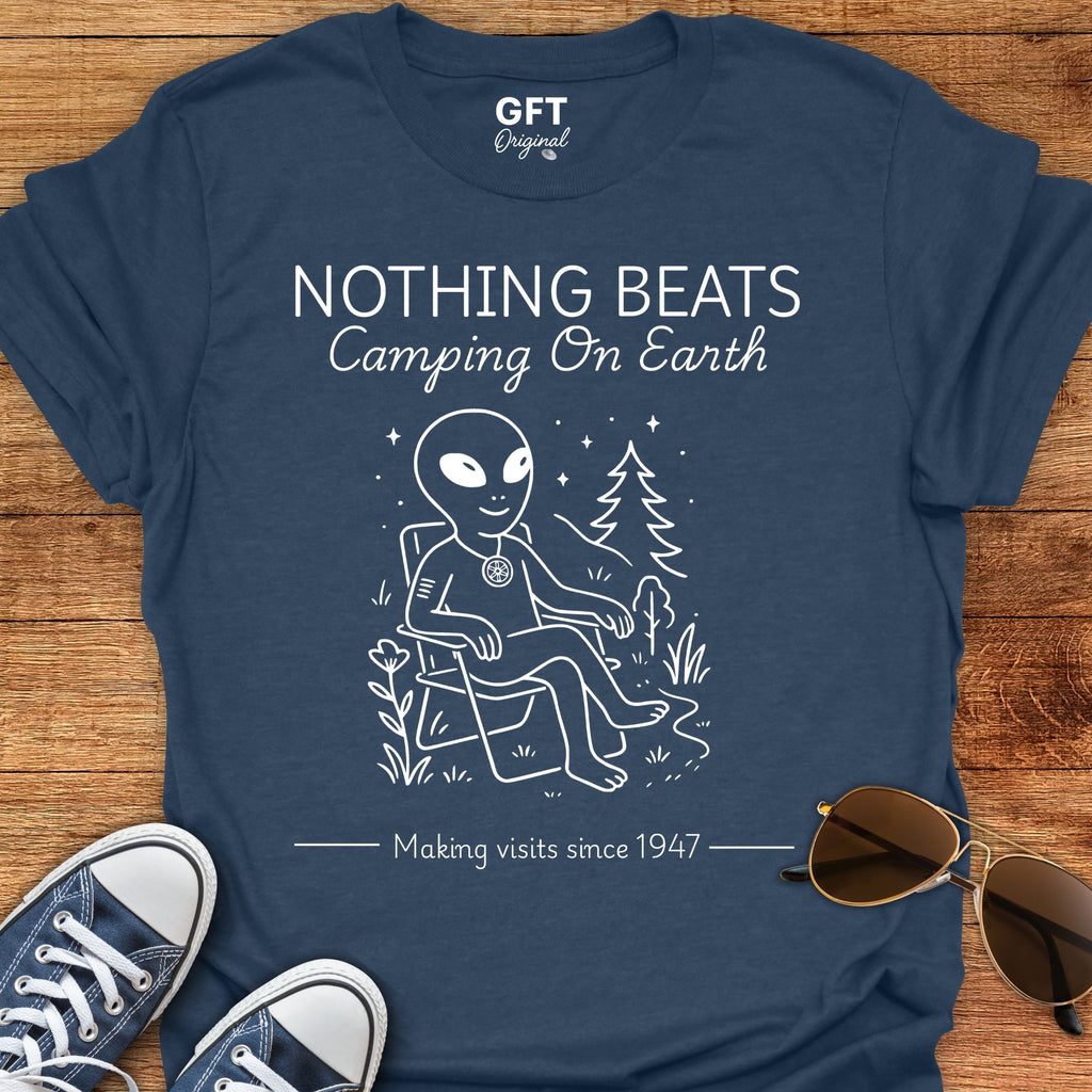 Camping on Earth Stencil  - T-Shirt