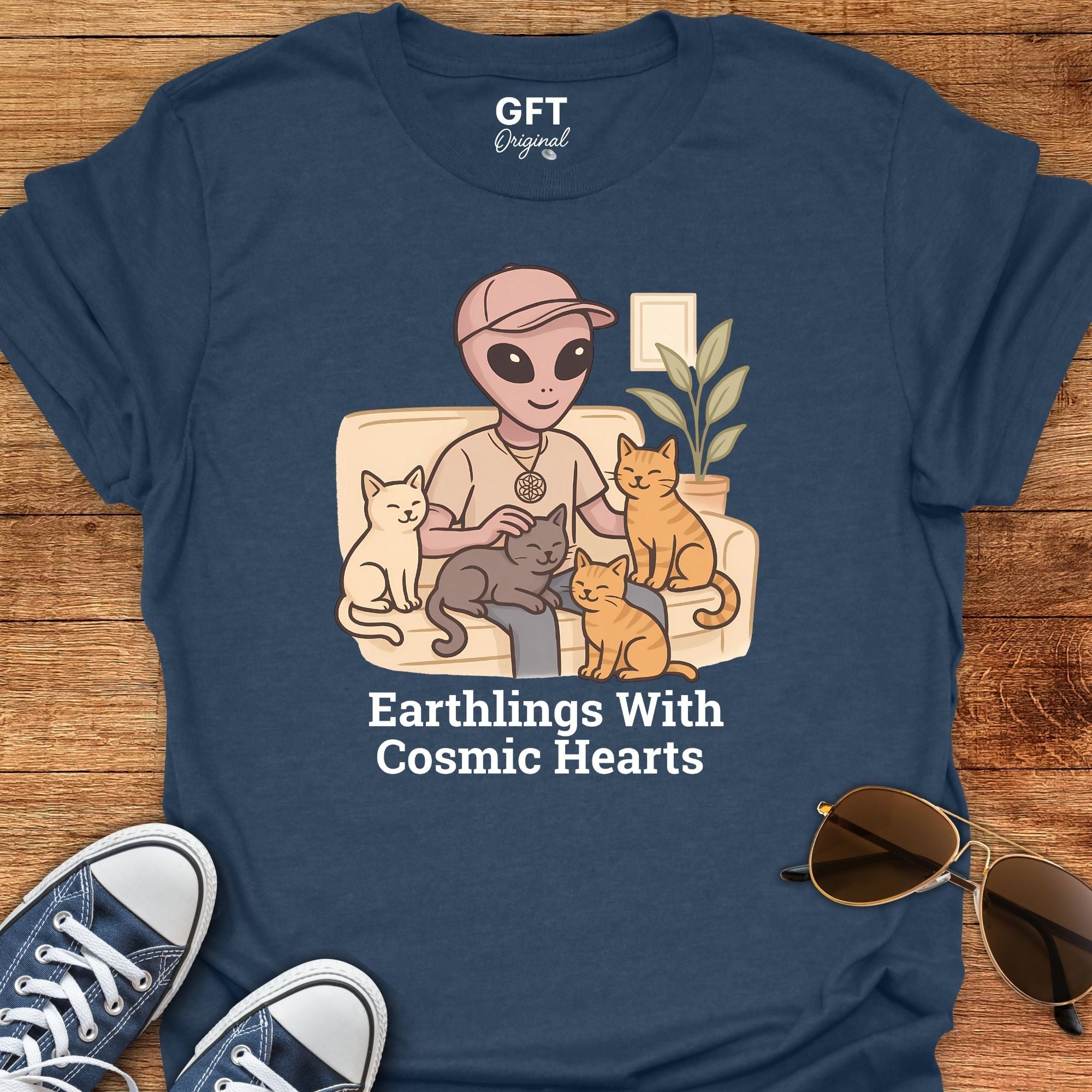 Cosmic Hearts 💜 Cats – T-Shirt