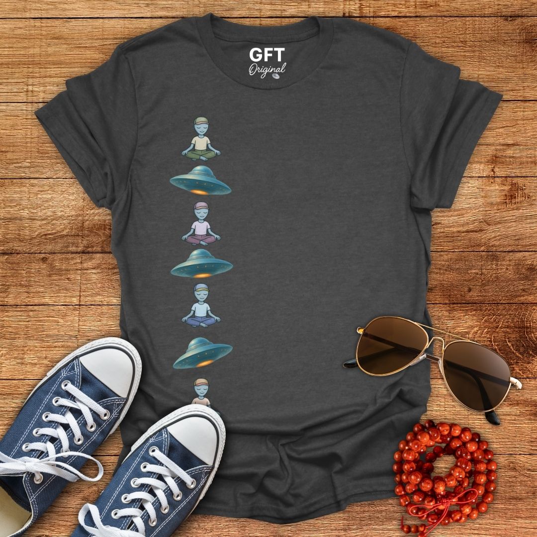Vertical UFOs & Meditating ETs - T-Shirt