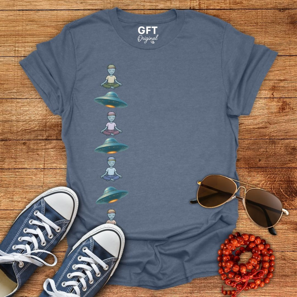 Vertical UFOs & Meditating ETs - T-Shirt