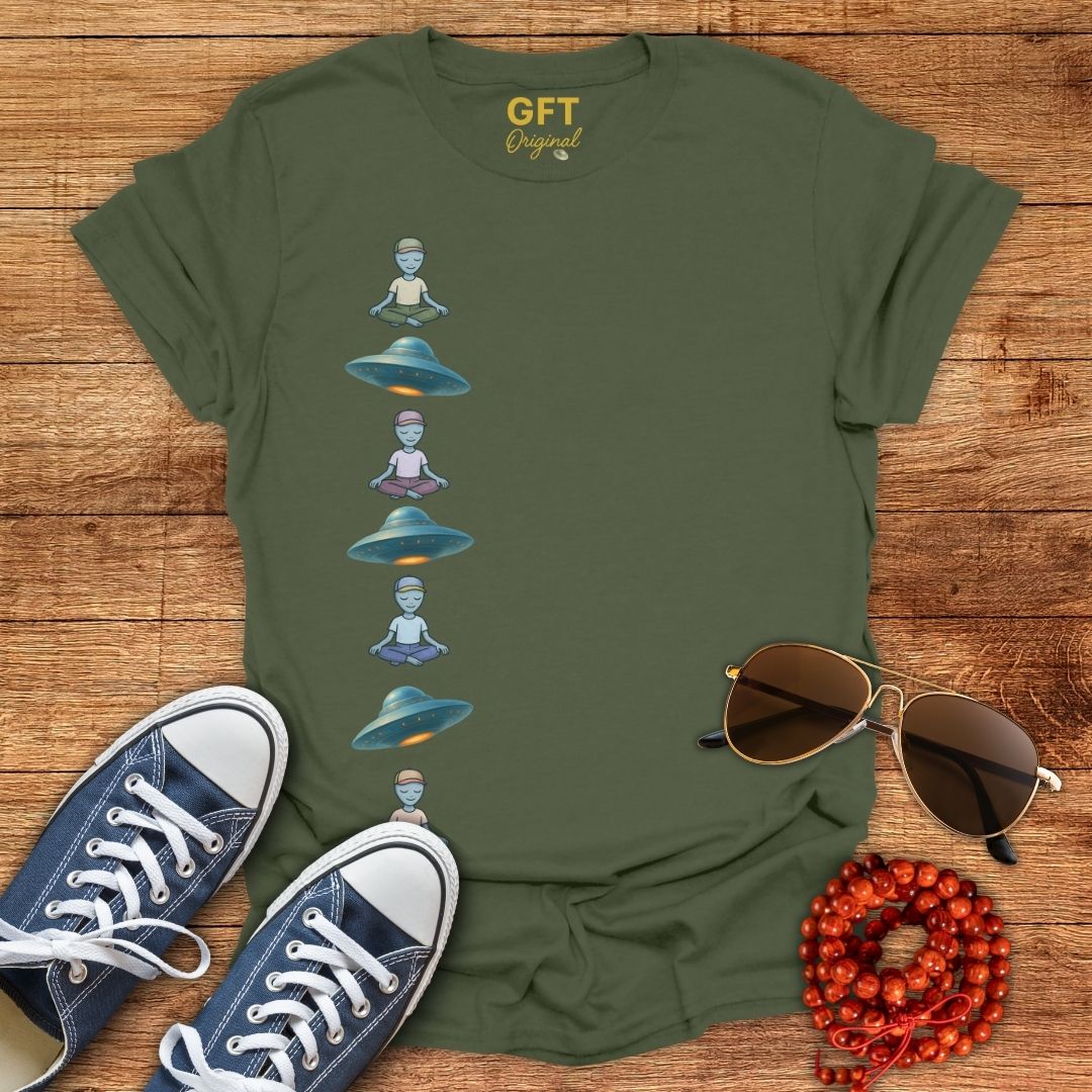 Vertical UFOs & Meditating ETs - T-Shirt