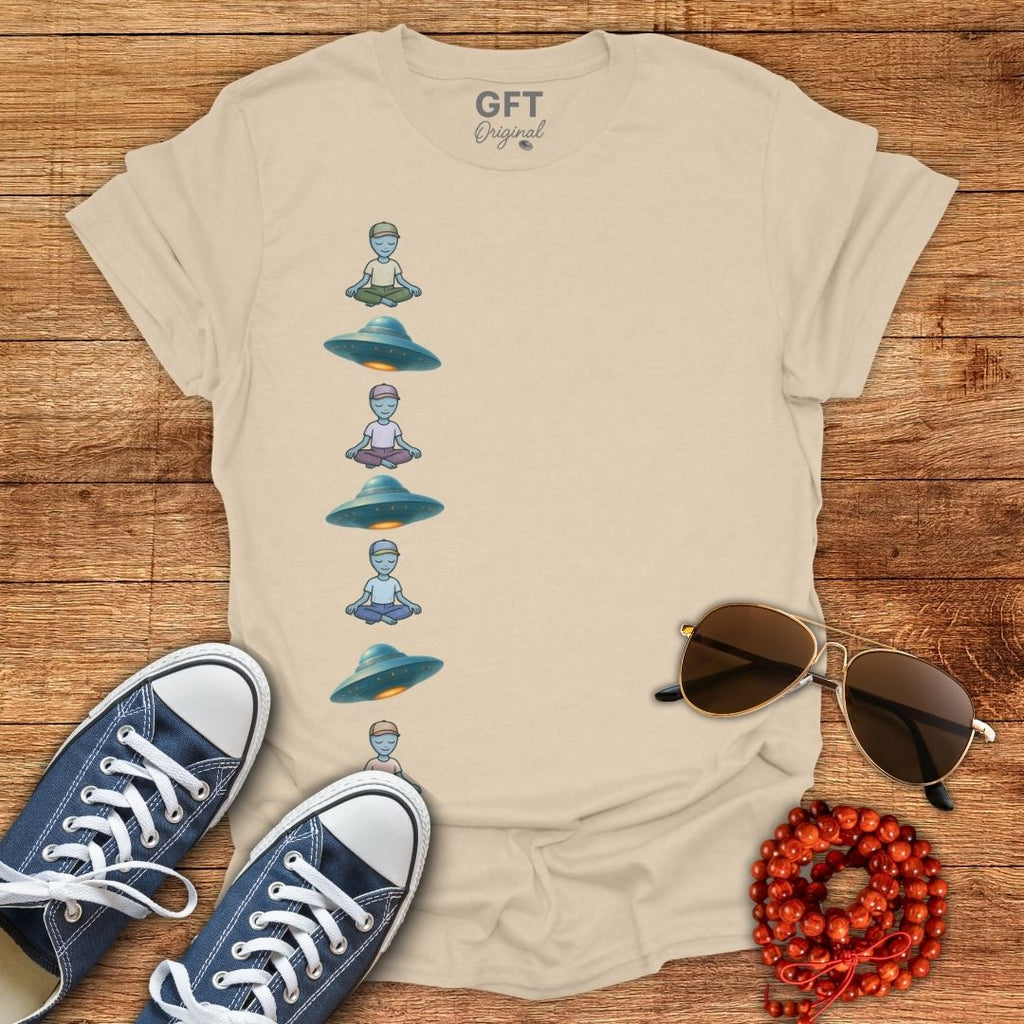 Vertical UFOs & Meditating ETs - T-Shirt