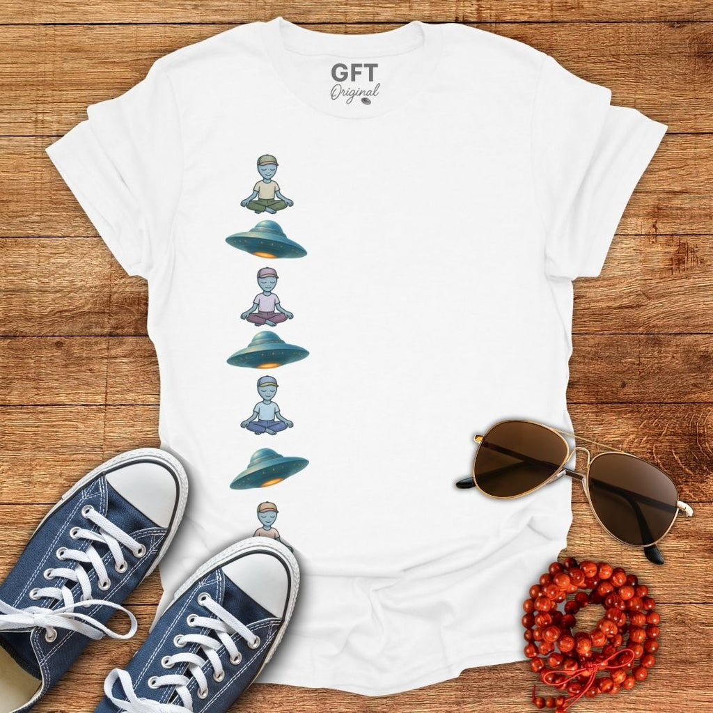 Vertical UFOs & Meditating ETs - T-Shirt