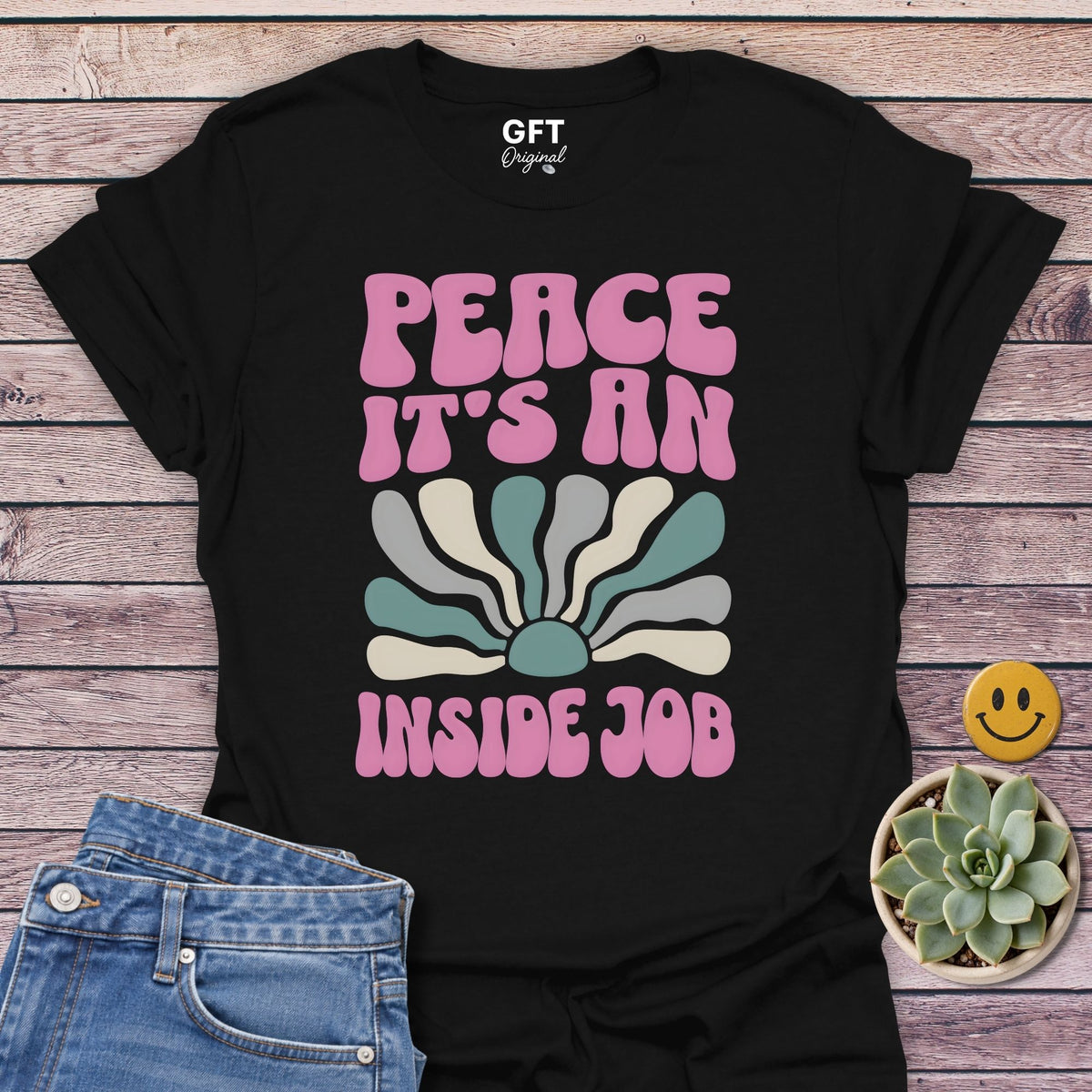 PEACE An Inside Job T-Shirt in Black
