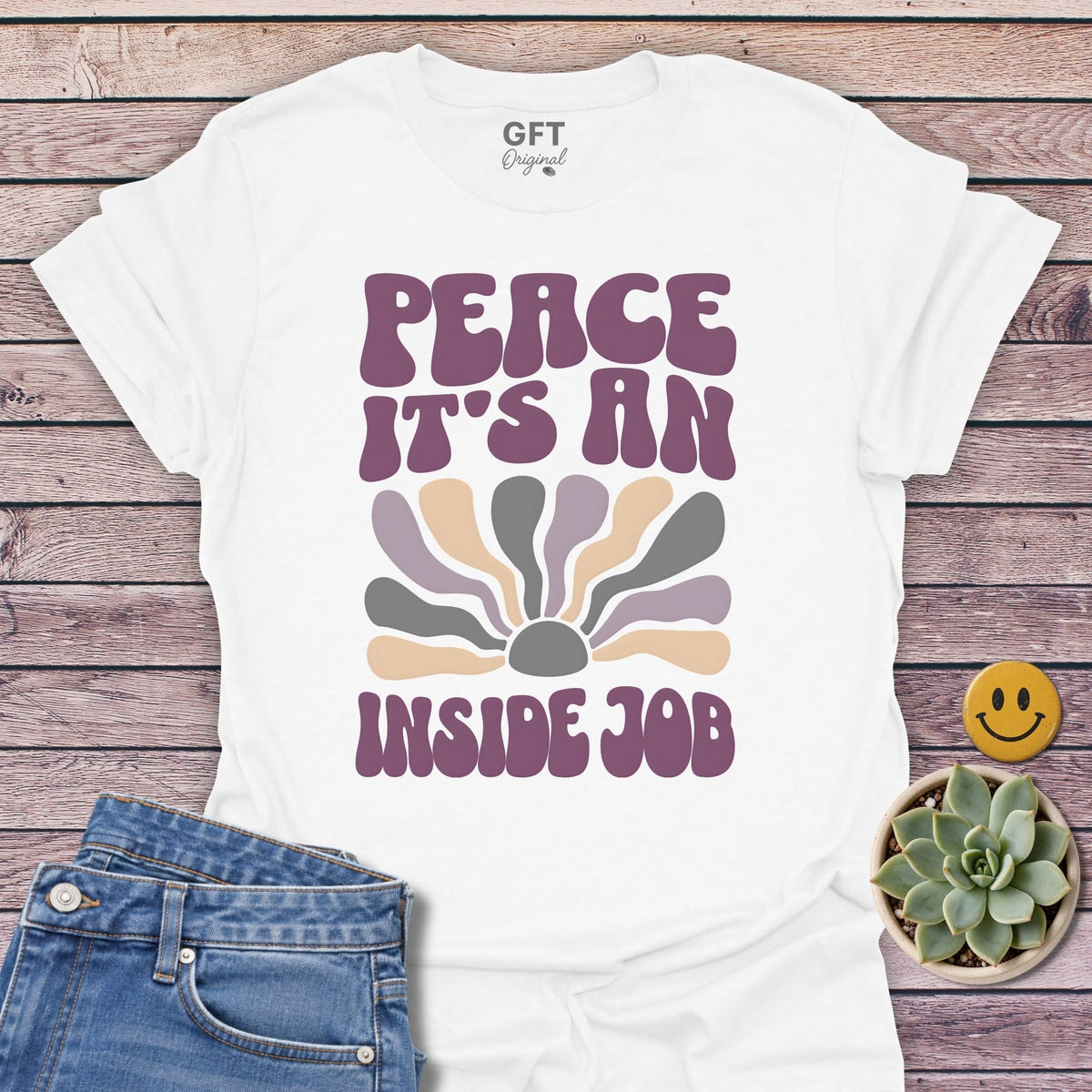 PEACE An Inside Job T-Shirt in White